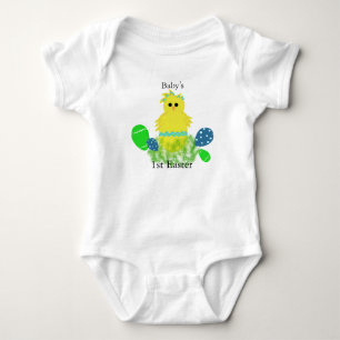 Body Para Bebê Ovo de Pintinho de Páscoa azul amarelo-rua 1