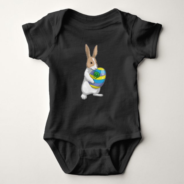 Body Para Bebê Ovoador de Páscoa de Páscoa Bunny Pacificador (Frente)