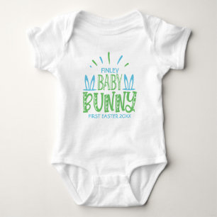 Body Para Bebê Ovos de Páscoa do Bebê Bunny com NOME Personalizad