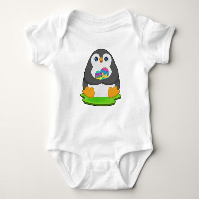 Body Para Bebê Ovos de Páscoa pinguim (Frente)