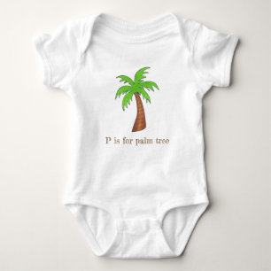 Body Para Bebê P é para Palm Tree Tropical Island Palmtree Green