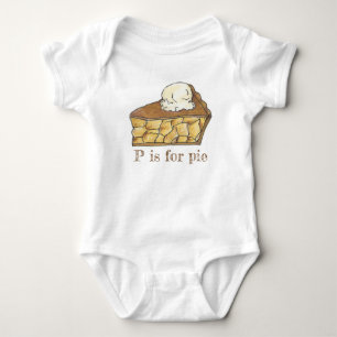 Body Para Bebê P é para Pie Apple Slice a la Mode Foodie Alphabet