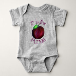 Body Para Bebê P é para Plums Ripe Summer Purple Plum Fruta