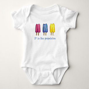 Body Para Bebê P é para Popsicles Twin Pop Ice Lolly - Letra ABC