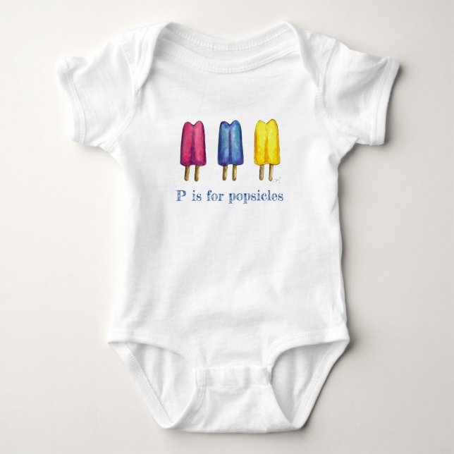 Body Para Bebê P é para Popsicles Twin Pop Ice Lolly - Letra ABC (Frente)