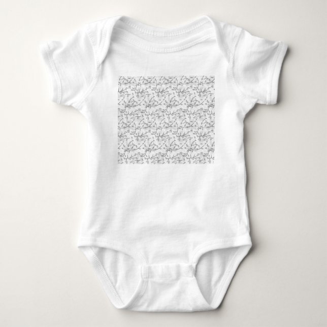 Body Para Bebê Padrão Botânico Monocromático (Frente)