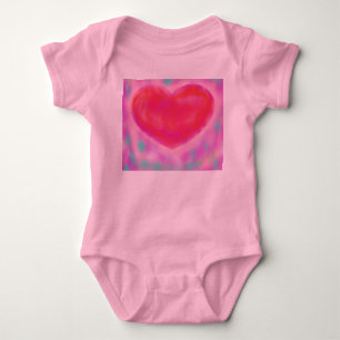 Body Para Bebê Padrão cardíaco com azul cor-de-rosa ao redor das