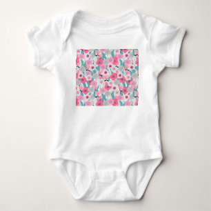Body Para Bebê Padrão de Abstrato Floral Rosa Pastel