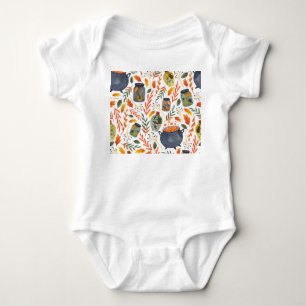 Body Para Bebê Padrão de Aquarela com a Folhagem de outono.