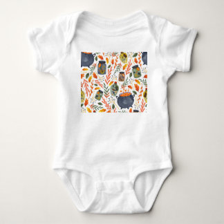 Body Para Bebê Padrão de Aquarela com a Folhagem de outono.
