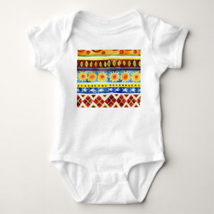 Body Para Bebê Padrão de Aquarela Étnica Pintada à Mão