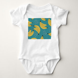 Body Para Bebê Padrão de banana da safra, fundo azul.