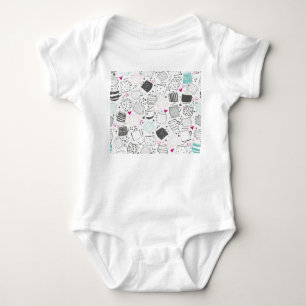 Body Para Bebê Padrão de caneca desenhada à mão, design sem solda