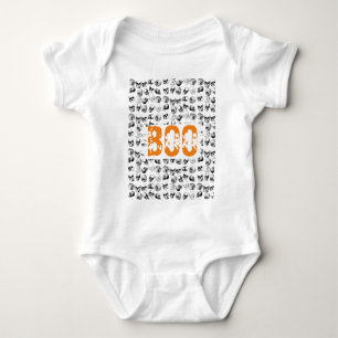 Body Para Bebê Padrão de Caveira de Bolinho Laranja Halloween Spo