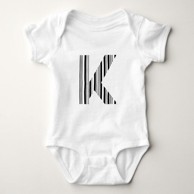 Body Para Bebê Padrão de código de barras da primeira inicial LET (Frente)
