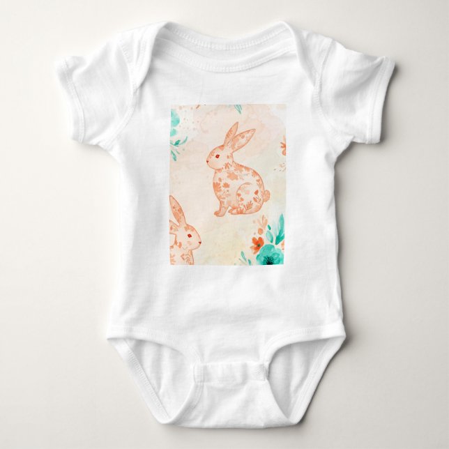 Body Para Bebê Padrão de coelhos (Frente)