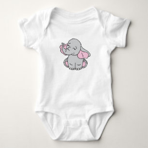 Body Para Bebê Padrão de Elefante Desenhado à Mão Rosa Elefante C
