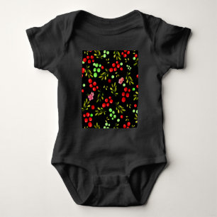 Body Para Bebê Padrão de Frutas Vermelhas