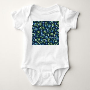 Body Para Bebê Padrão de Fundo Escuro do Amorango Azul