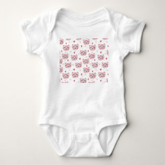 Body Para Bebê Padrão de Gatinhos Cor-de-Rosa Fofos e Corações pa