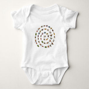 Body Para Bebê Padrão de Insetos e besouros coloridos