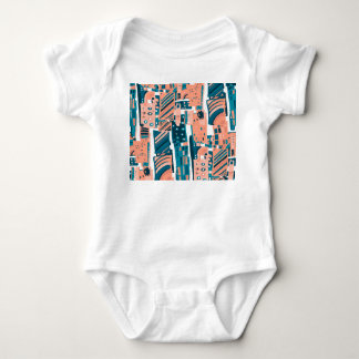 Body Para Bebê Padrão de Portas Vintage Sem Costura.