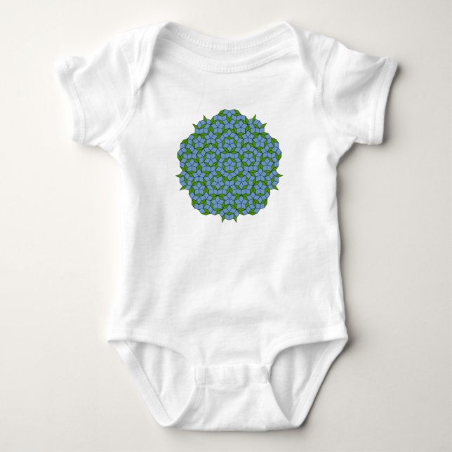 Body Para Bebê Padrão de Rhombus Penrose Verde e Azul (Frente)