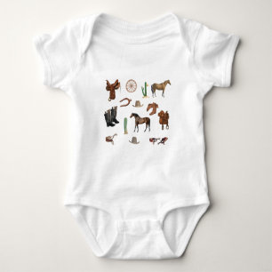 Body Para Bebê Padrão de Rodeio Country Cowboy Cowgirl