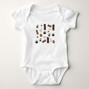 Body Para Bebê Padrão de Tema de Chocolate
