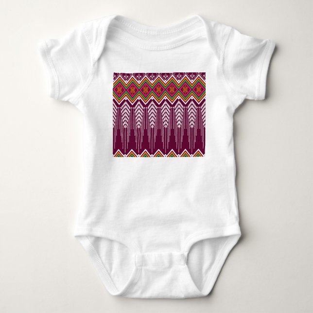 Body Para Bebê Padrão Étnico Geométrico Tradicional (Frente)