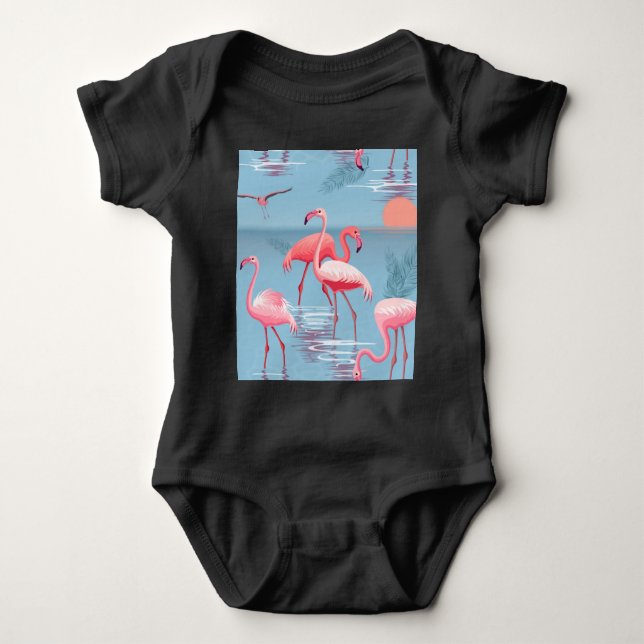 Body Para Bebê Padrão Flamingos 1 (Frente)