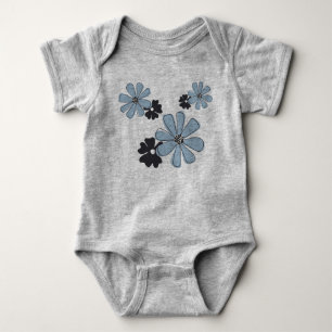 Body Para Bebê Padrão Floral Azul de Estrutura de Tópicos Simpl