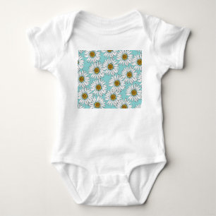 Body Para Bebê Padrão Floral da margarida azul