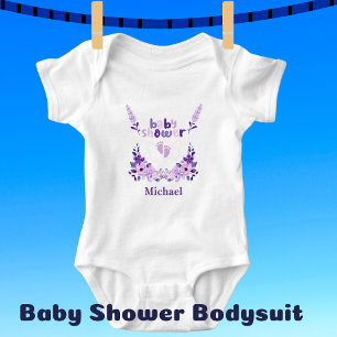 Body Para Bebê Padrão Floral de Chuveiro de Bebê Fofo Personaliza