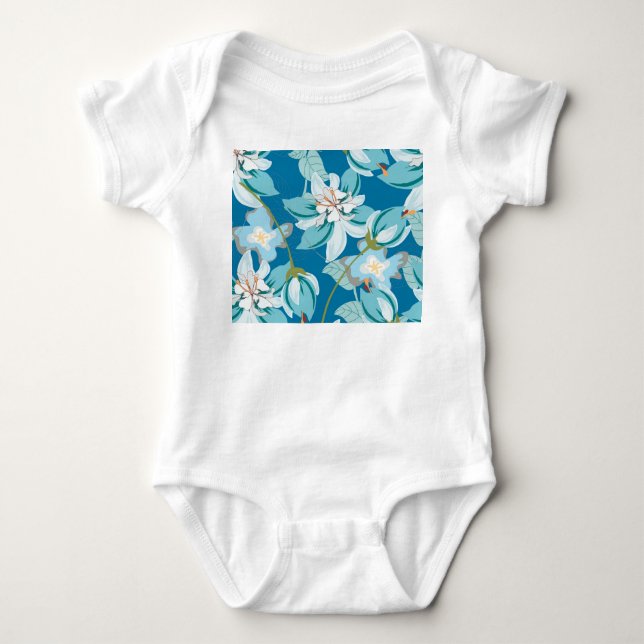 Body Para Bebê Padrão floral, design de flor versátil. (Frente)