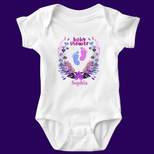 Body Para Bebê Padrão Floral do Chá de fraldas Cute Personalizado