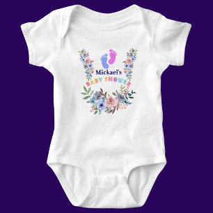 Body Para Bebê Padrão Floral Personalizado de Churrasco de Bebê F