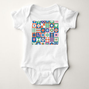 Body Para Bebê Padrão Folclórico Escandinavo abstrato