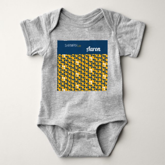 Body Para Bebê PADRÃO GENEADO Amarelo Azul Personalizado (Frente)