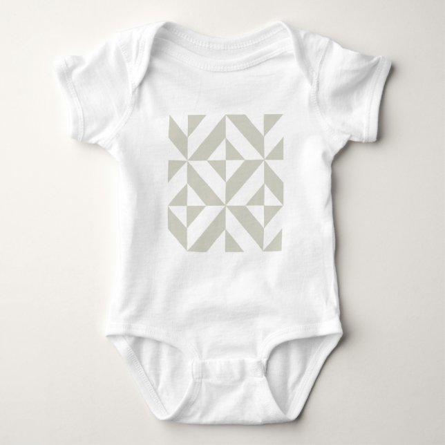 Body Para Bebê Padrão Geométrico de Deco de Cinza Média (Frente)