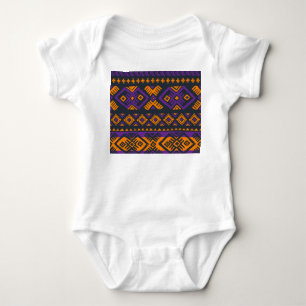Body Para Bebê Padrão geométrico de laranja, violeta e tribal sem