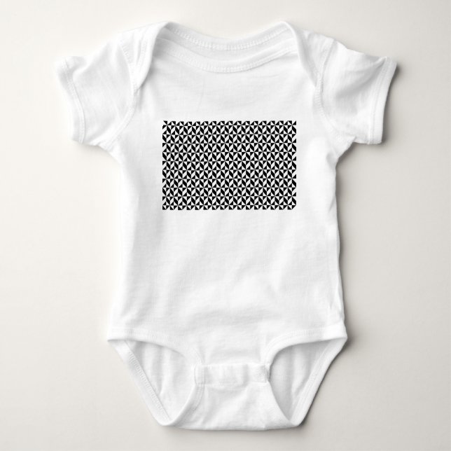 Body Para Bebê Padrão preto e branco (Frente)
