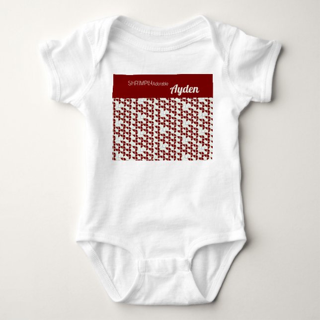 Body Para Bebê Padrão retrorreflector adorável, SHRIMPLY Vermelho (Frente)