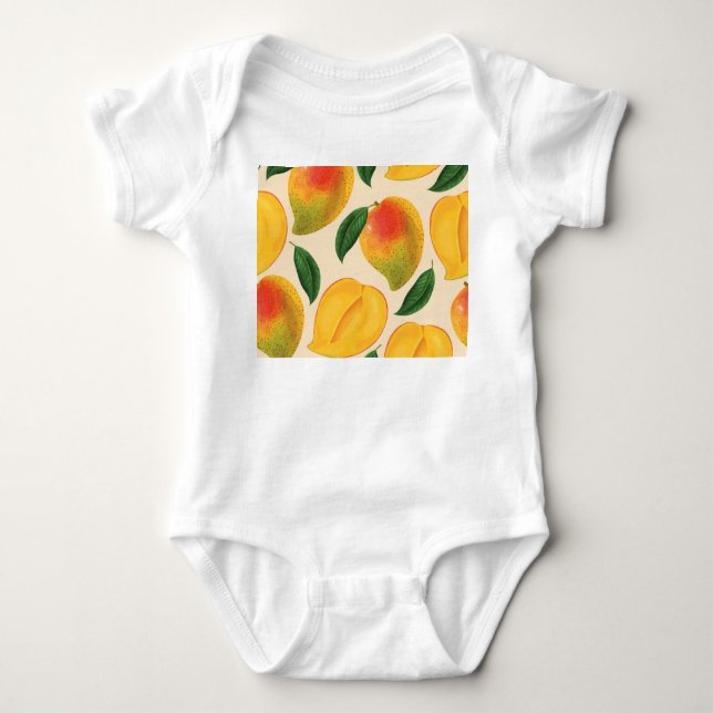 Body Para Bebê Padrão sem costura da Fruta de Mango (Frente)