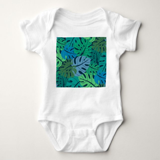 Body Para Bebê Padrão sem costura da selva tropical (Frente)