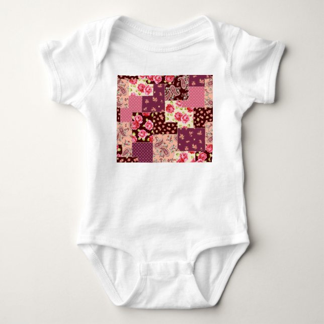 Body Para Bebê Padrão sem costura de corte de patch (Frente)