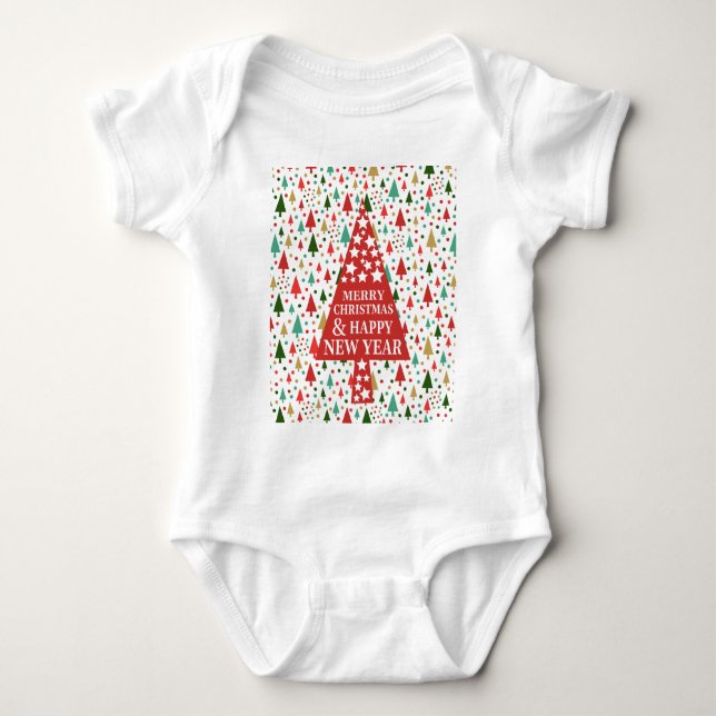 Body Para Bebê Padrões de Natal - árvore de natal (Frente)