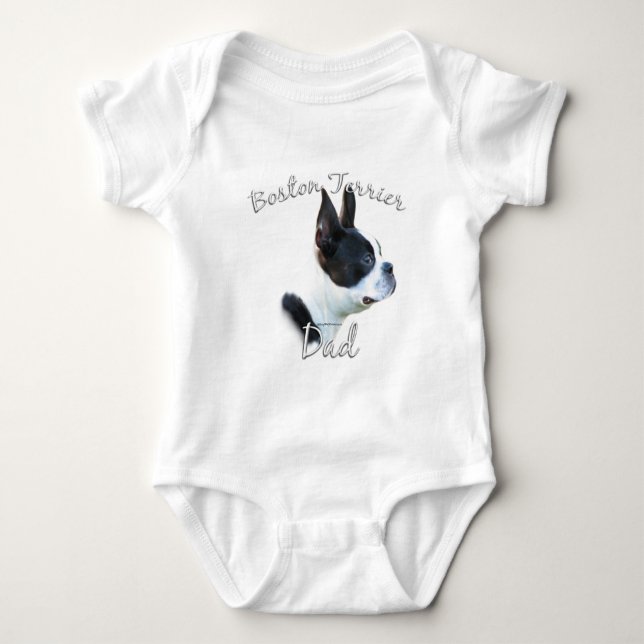 Body Para Bebê Pai 2 da Boston Terrier (Frente)