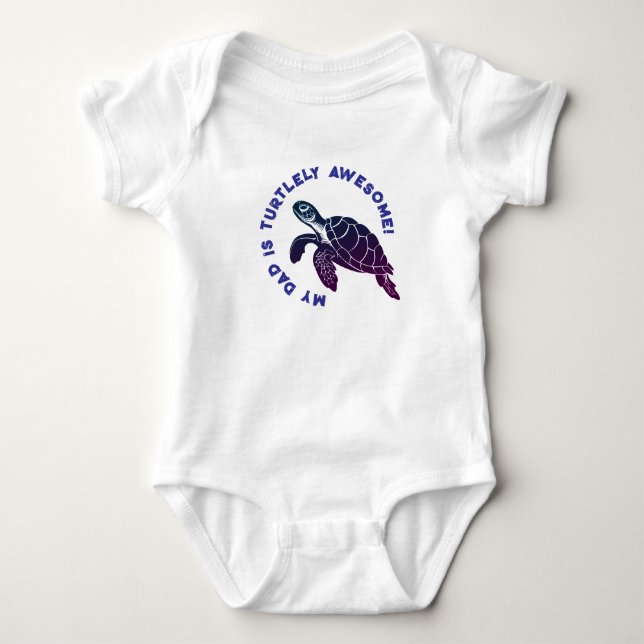 Body Para Bebê Pai de Tartaruga Azul (Frente)