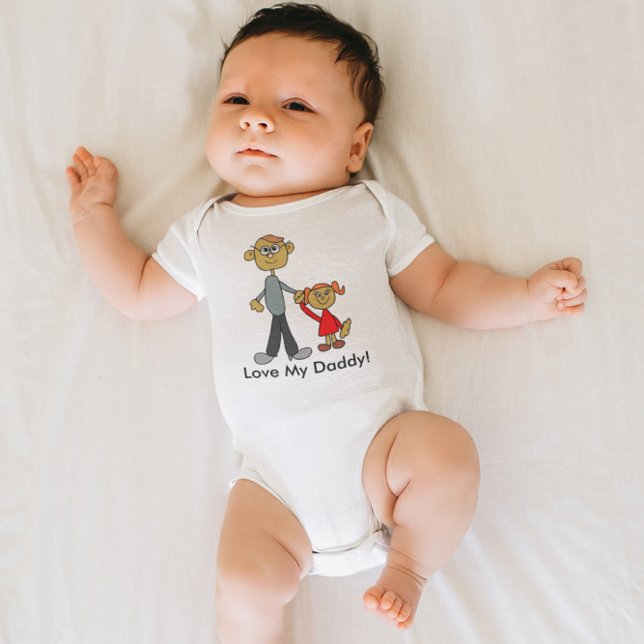 Body Para Bebê Pai e Filha Adoram Meu Pai (Father and Daughter Love My Daddy Baby Bodysuit)